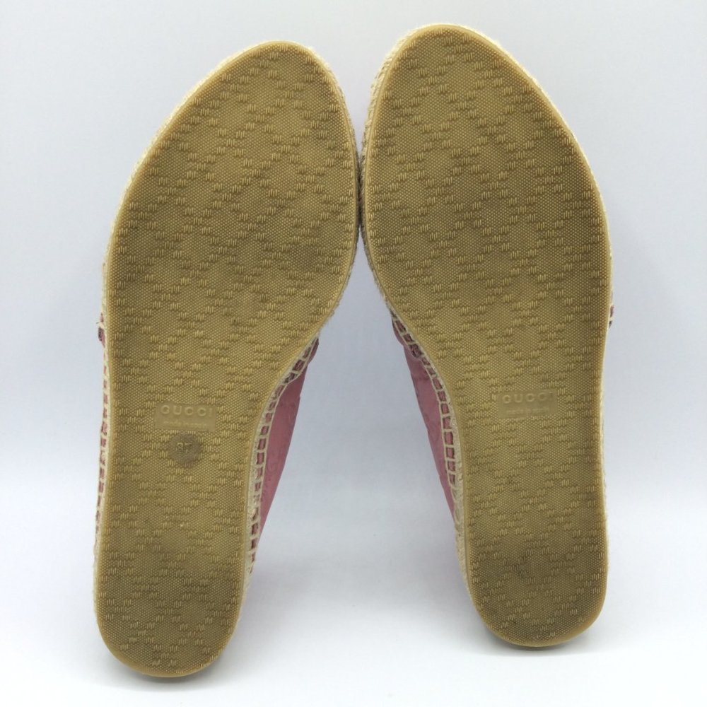 Gucci Guccissima Leather Espadrilles Rose Baby Pink Womens EU 37 US 7 454703 - Picture 9 of 14